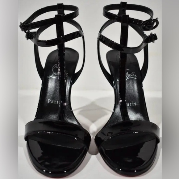 Christian Louboutin Mara-100 Black Patent Leather DBBLE T-Bar Heels EU39 BoxIncl - Picture 5 of 7